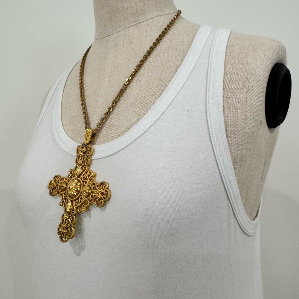 Trifari Gold Cross Necklace